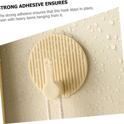 Self-Adhesive Wall Hooks 4 Pack Striped Design Beige for Bathroom Kitchen Bedroom.
