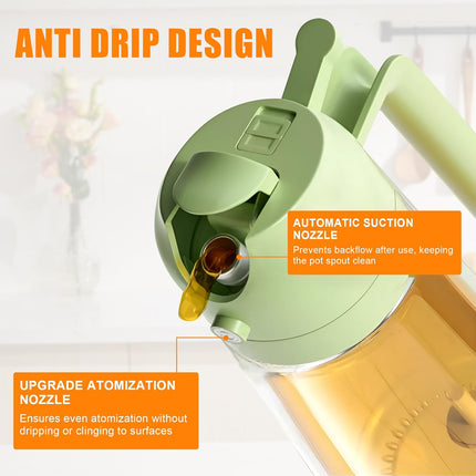 2-in-1 Olive Oil Spray & Pour Bottle 470ml Glass Dispenser for Cooking BBQ Kitchen.