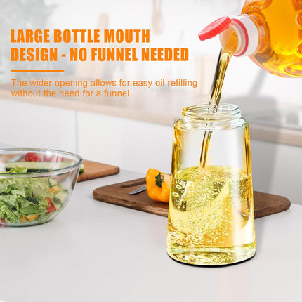 2-in-1 Olive Oil Spray & Pour Bottle 470ml Glass Dispenser for Cooking BBQ Kitchen.