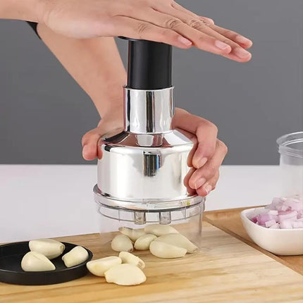 Handheld Garlic Press - Lightweight & Compact Manual Food Processor for Garlic Onion Vanilla Vegetables - Easy to Use Kitchen Tool.
