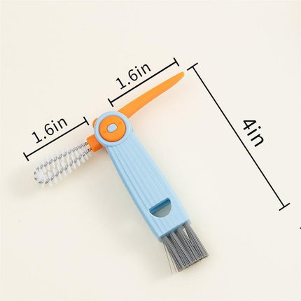 3-in-1 Bottle Cap Cleaning Brush Set with 3 Brush Heads Rotatable Compact Multifunctional.