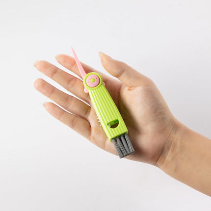 3-in-1 Bottle Cap Cleaning Brush Set with 3 Brush Heads Rotatable Compact Multifunctional.