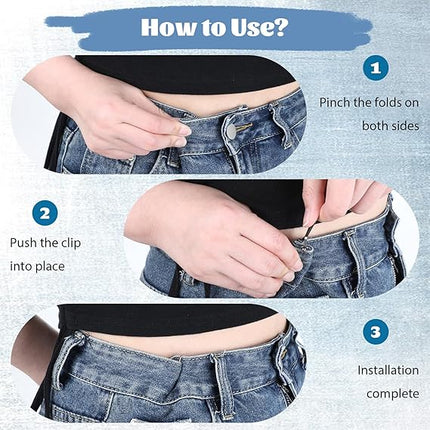 8-Pack Waistband Clips with Hook - Adjustable Waist Tightener for Pants - No Belt Needed.