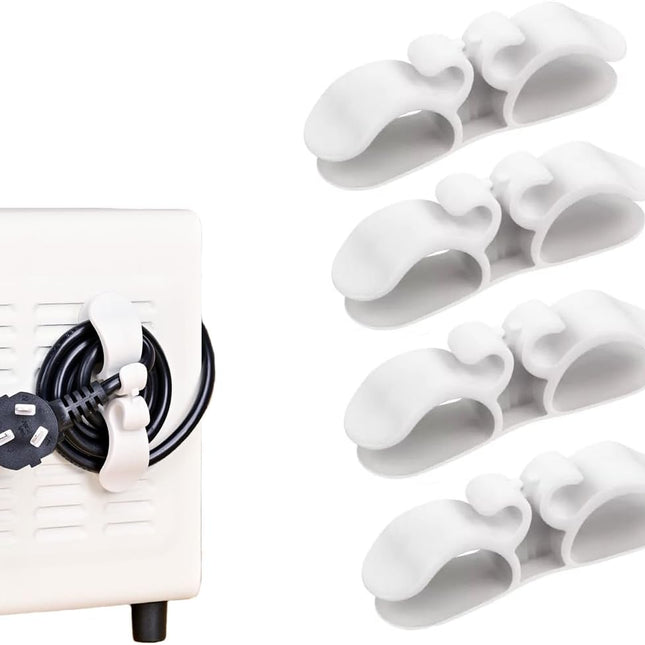 4 Pack Self-Adhesive Cable Clips - Silicone Cable Organizer for Desk & Car - Cable Holders.