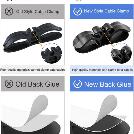 4 Pack Self-Adhesive Cable Clips - Silicone Cable Organizer for Desk & Car - Cable Holders.