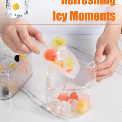 Ice Cube Tray with Lid&Bin, Ice Cube Mold with 56 Cubes, Stackable Ice Trays for Freezer with Easy-Release Silicone Bottom, for Drinks, Coffee, cocktail.