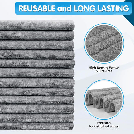 Microfiber Cleaning Cloth, 20 Pack Cleaning Rags& Grey Microfiber Cleaning Cloth -Pack of 12.