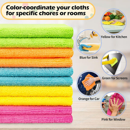 Microfiber Cleaning Cloth, 20 Pack Cleaning Rags& White Microfiber Cleaning Cloth -Pack of 12.