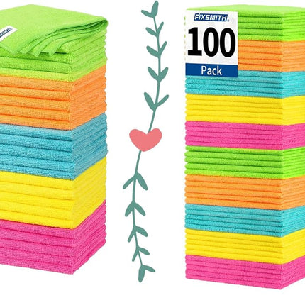 Microfiber Cleaning Cloth, 50 Pack Cleaning Rags& Microfiber Cleaning Cloth Bulk, 100 Pack Shop Towels.