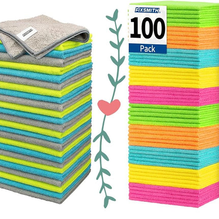 Microfiber Cleaning Cloth - Pack of 50, Multi-Functional Towels, Size: 12 x 16 in& Microfiber Cleaning Cloth Bulk, 100 Pack Shop Towels.