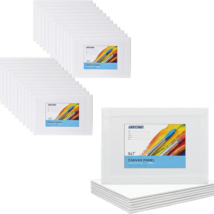 Product Image  Painting Canvas Panel Boards - 5x7 Inch Art Canvas,24 Pack with 5x7 Inch Canvas Board 6 Pack Canvases, 100% Cotton, Primed Canvas Panel, Acid Free, Artist Canvas Boards.