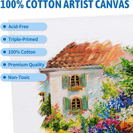 Painting Canvas Panel Boards - 5x7 Inch Art Canvas,24 Pack with 12x16 Inch Canvas Board Super Value 12 Pack,100% Cotton,Primed Canvas Panel,Acid Free,Artist Canvas Boards.