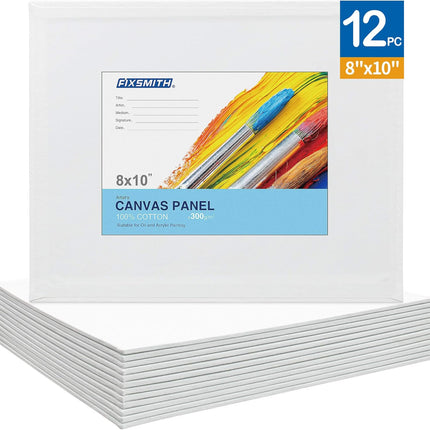 Painting Canvas Panel Boards - 5x7 Inch Art Canvas,24 Pack with 8x10 Inch Canvas Board Super Value 12 Pack Canvases,100% Cotton,Primed Canvas Panel,Acid Free,Artist Canvas Boards.