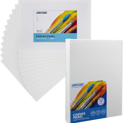 Painting Canvas Panel Boards - 5x7 Inch Art Canvas,24 Pack with 9 x12 Inch Canvas Panel Super Value 12 Pack,100% Cotton,Primed Canvas Board,Acid Free,Artist Canvas Boards.