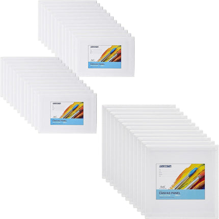 Painting Canvas Panel Boards - 5x7 Inch 24 Pack with 6 x6 Inch Canvas Panel Super Value 12 Pack Canvases,100% Cotton, Artist Canvas Board, Mini Canvas Boards.