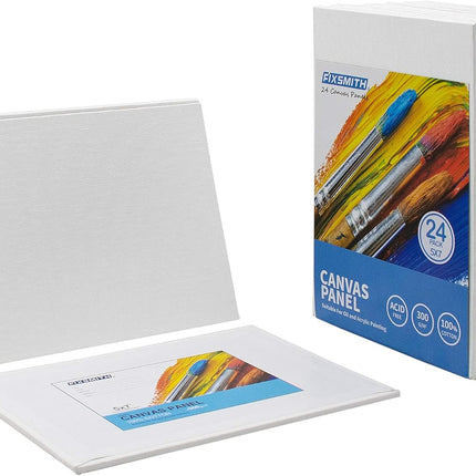 Painting Canvas Panel Boards - 5x7 Inch 24 Pack with 6 x6 Inch Canvas Panel Super Value 12 Pack Canvases,100% Cotton, Artist Canvas Board, Mini Canvas Boards.