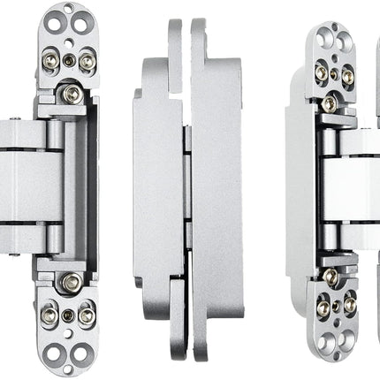 6inch Hidden Door Hinges Invisible Hinges Concealed Hinges Zinc Alloy 180 Degree Swing Hinge 3 Way Adjustable Butt Hinge 6 x 2.5 x 1 inch (Silver Pack of 3).