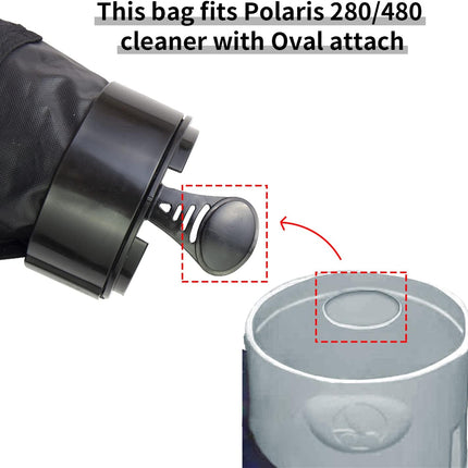 Black Nylon Mesh Pool Cleaner Bags,All Purpose Filter Bag K13 K16 with Zipper Replacement for Polaris 280 and 480 Pool Cleaner(2 Pack).