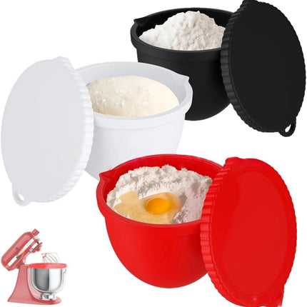 Upgraded Silicone Bowl Liners for KitchenAid 5 Qt Mixers,Thickened Silicone Liners Fits Tilt-Head Stand Mixers,Dishwasher Safe,Replacement Bowl Accessories for Baking (Red & Black & White, 3).