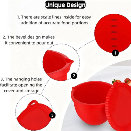 Upgraded Silicone Bowl Liners for KitchenAid 5 Qt Mixers,Thickened Silicone Liners Fits Tilt-Head Stand Mixers,Dishwasher Safe,Replacement Bowl Accessories for Baking (Red & Black & White, 3).