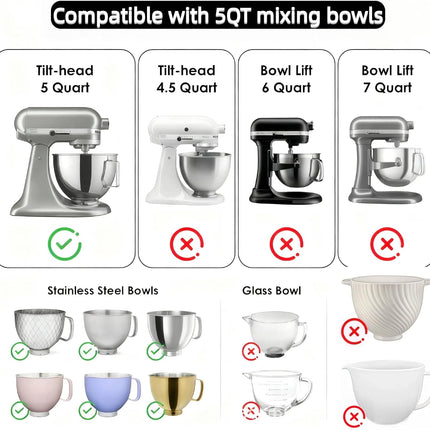 Upgraded Silicone Bowl Liners for KitchenAid 5 Qt Mixers,Thickened Silicone Liners Fits Tilt-Head Stand Mixers,Dishwasher Safe,Replacement Bowl Accessories for Baking (Red & Black & White, 3).