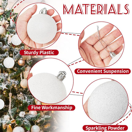 30 Pcs 2.36 Inch White Snowball Ornament,Christmas White Sparkly Ball Ornament,Christmas Tree Ball Decorations for Winter Theme Valentines Party,Holiday,Wreath.