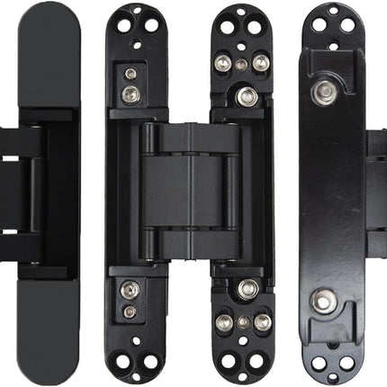 6 inch Hidden Door Hinges Invisible Hinges Concealed Hinges Zinc Alloy 180 Degree Swing Hinge 3 Way Adjustable Butt Hinge 6 x 2.5 x 1 inch (Black Pack of 3).