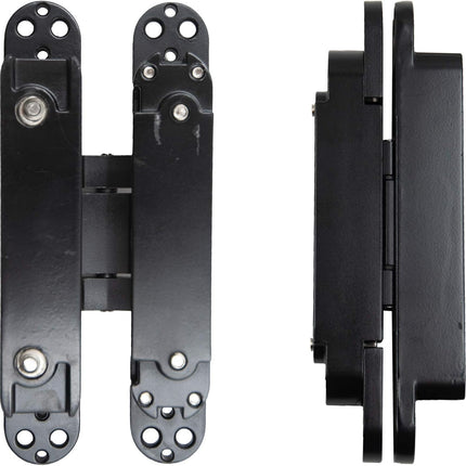 6 inch Hidden Door Hinges Invisible Hinges Concealed Hinges Zinc Alloy 180 Degree Swing Hinge 3 Way Adjustable Butt Hinge 6 x 2.5 x 1 inch (Black Pack of 3).