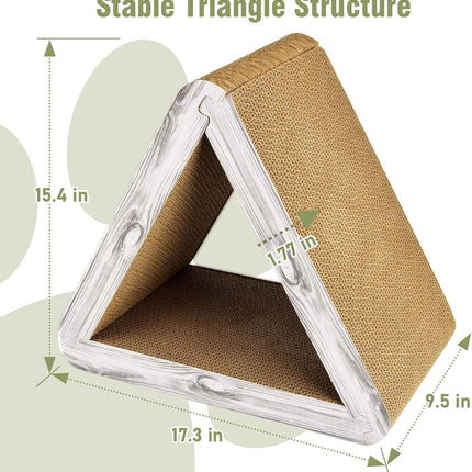 Foldable Triangle Cat Scratcher - 6 Usable Sides Cat Scratcher for Indoor Cats - Vertical Cat Board Pads.