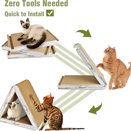 Foldable Triangle Cat Scratcher - 6 Usable Sides Cat Scratcher for Indoor Cats - Vertical Cat Board Pads.