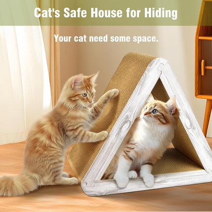 Foldable Triangle Cat Scratcher - 6 Usable Sides Cat Scratcher for Indoor Cats - Vertical Cat Board Pads.