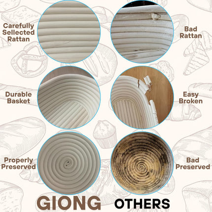 Bannet Bread Proofing Basket 2 pack 10 inch Oval Basket with Liner, Bread Proofing Basket Perfect for Professial & Home Sourdough Bread Baking, Artisan Sourdough Bread (Set of 2 pack 10" Oval).