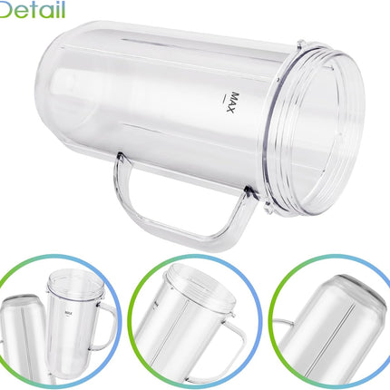 5-piece Magic Bullet Blender Cups, Tall 22oz Cup with Flip-Top To-Go Lid, Cross Blade, Blender Replacement Parts, Mug with Handle Compatible with Magic Bullet 250w MB1001.