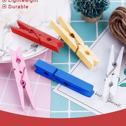 Clothes Pins, Red Green Wooden Clothespins for Arts and Crafts, Wreath, Strg Grip Close Pins Birchwood Clips Clothespin Clothing Pegs for Hanging Baby Clothing Photos, 2.83 Inch, Pack of 50.