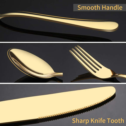 Gold Silverware Set for 8, 40-Piece Gold Flatware Set Stainless Steel Cutlery Kitchen Utensil Set Mirror Polished.