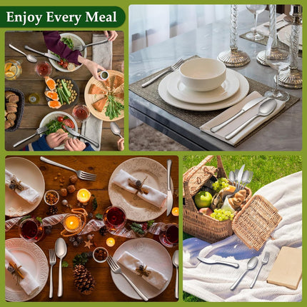 40-Piece High-End Silverware Set with Forks Spos and Knives, Stainless Steel Serving Utensils for 8 with Mirror Finished Handle, Durability and Dishwasher Safe for Restaurant, Weddings.
