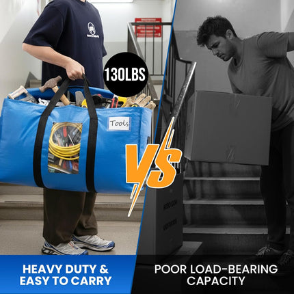 Extra Large Moving Bags, 4 Pack Blue Heavy Duty Totes For Storage with Visible Window, Wrap Around Handles, Storage Bags for Space Saving, Alternative to Moving Boxes.
