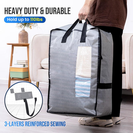 2 Pack Gray Moving Bags w/Adjustable Backpack Straps, Moving Supplies, Moving Boxes Alternative, Heavy Duty Storage Totes for College Packing, Camping Backpack for Travel, Dorm, Laundry.
