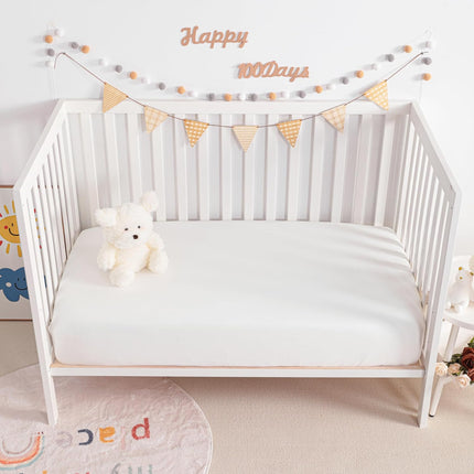 2 Pack Muslin Cott Mini Crib Sheets, Soft and Breathable Double Layer 24x38 Baby Crib Sheets for Mini Crib and Toddler Mattresses, Boys, Girls, Unisex, White, 24x38 Inches.
