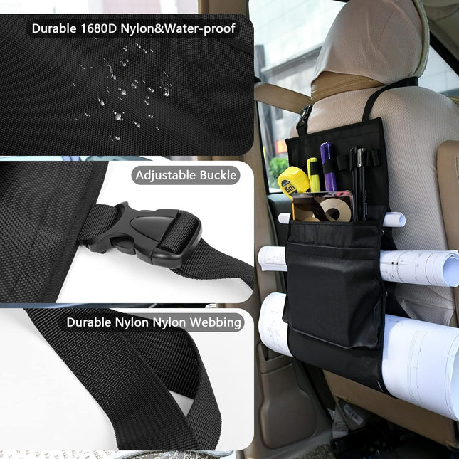 Homakover Car Seat Organizer, Blueprints Car Organizer, Maps Holder, Drawings Car Pockets, Artwork Car Pocket, Posters Holder with Shoulder Strap/Pockets and Comfort Top Handle.
