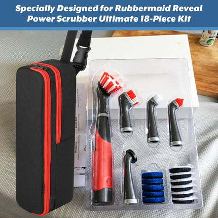 Homakover Carrying Case Compatible with Rubbermaid Reveal Power Scrubber Ultimate Kit, Waterproof Storage Bag for Scrub Brush Cleaner, Adjustable Storage Holder with Pocket for Accessories.