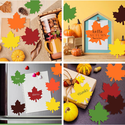 Glenmal 540 Sheets Thanksgiving Fall Leaf Sticky Notes Autumn Sticky Notepads Maple Leaves Shape Self Stick Cute Colorful Maple Leaf Note Memo Pad for Write Office Home, 3.15 Inch 18 Pads 6 Colors.