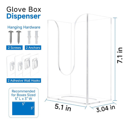 Acrylic Glove Dispenser, Wall-Mounted Glove Box Holder for Disposable Gloves Box & Tissue Box, Multipurpose Glove Box Organizer Glove Rack, Space Saving Design for Workshop Office Kitchen Garage.