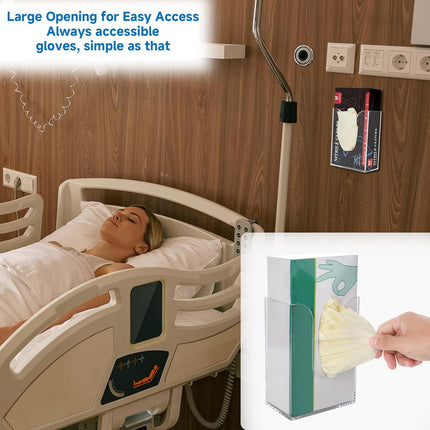 Acrylic Glove Dispenser, Wall-Mounted Glove Box Holder for Disposable Gloves Box & Tissue Box, Multipurpose Glove Box Organizer Glove Rack, Space Saving Design for Workshop Office Kitchen Garage.