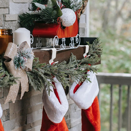 Christmas Stocking Holders for Mantel Set of 4, No-Slip Christmas Stocking Clips Stocking Hanger Hooks For Christmas Decorations, Lightweight Stocking Holders Clip For Fireplace Counter Window (White).