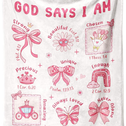 Baptism Gifts for Girl Christening, Christian Gifts for Girls, Flannel Soft Girl Blanket Decor, Christian Gift for Women on Birthday Christmas, Bible Verse Scripture Prayer Blanket.