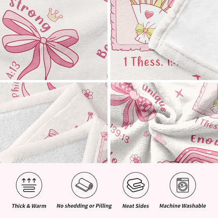 Baptism Gifts for Girl Christening, Christian Gifts for Girls, Flannel Soft Girl Blanket Decor, Christian Gift for Women on Birthday Christmas, Bible Verse Scripture Prayer Blanket.