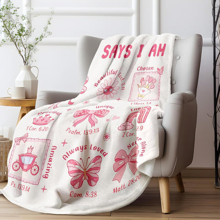 Baptism Gifts for Girl Christening, Christian Gifts for Girls, Flannel Soft Girl Blanket Decor, Christian Gift for Women on Birthday Christmas, Bible Verse Scripture Prayer Blanket.