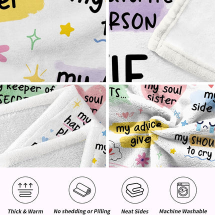 Best Friend Bestie Birthday Gifts for Women, Soft Flannel Blanket, Friend Birthday Gifts for Women Friendship, Happy Bday for Bestie BFF, 50'' x 60''.