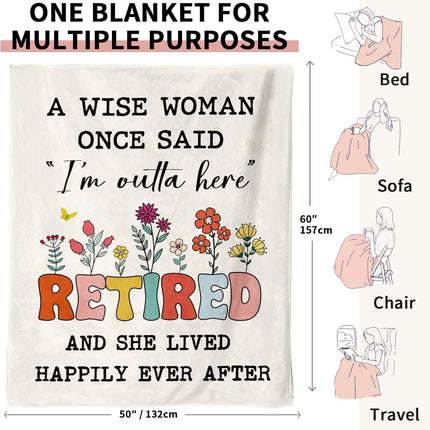 Retirement Gift for Woman 2026, Soft Flannel Retirement Blankets for Women, Best Retired Gifts for Women, Funny Retirement Gifts for Teacher Coworker Friend Nurse Boss Famale - 50'' x 60''.